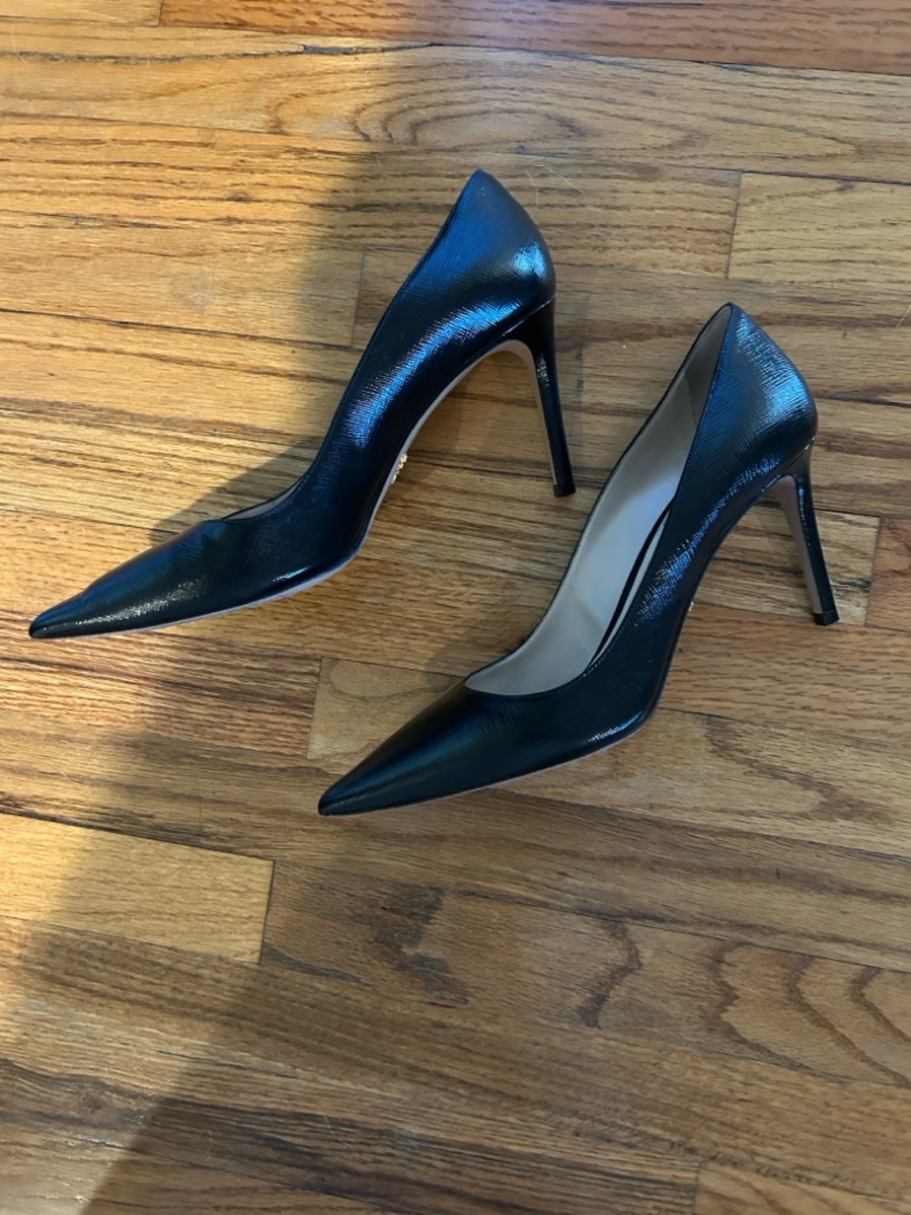 Prada Black Pointed-Toe Leather Stiletto Pumps